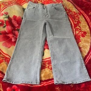 High-Rise Wide Leg Jeans in Light Gray